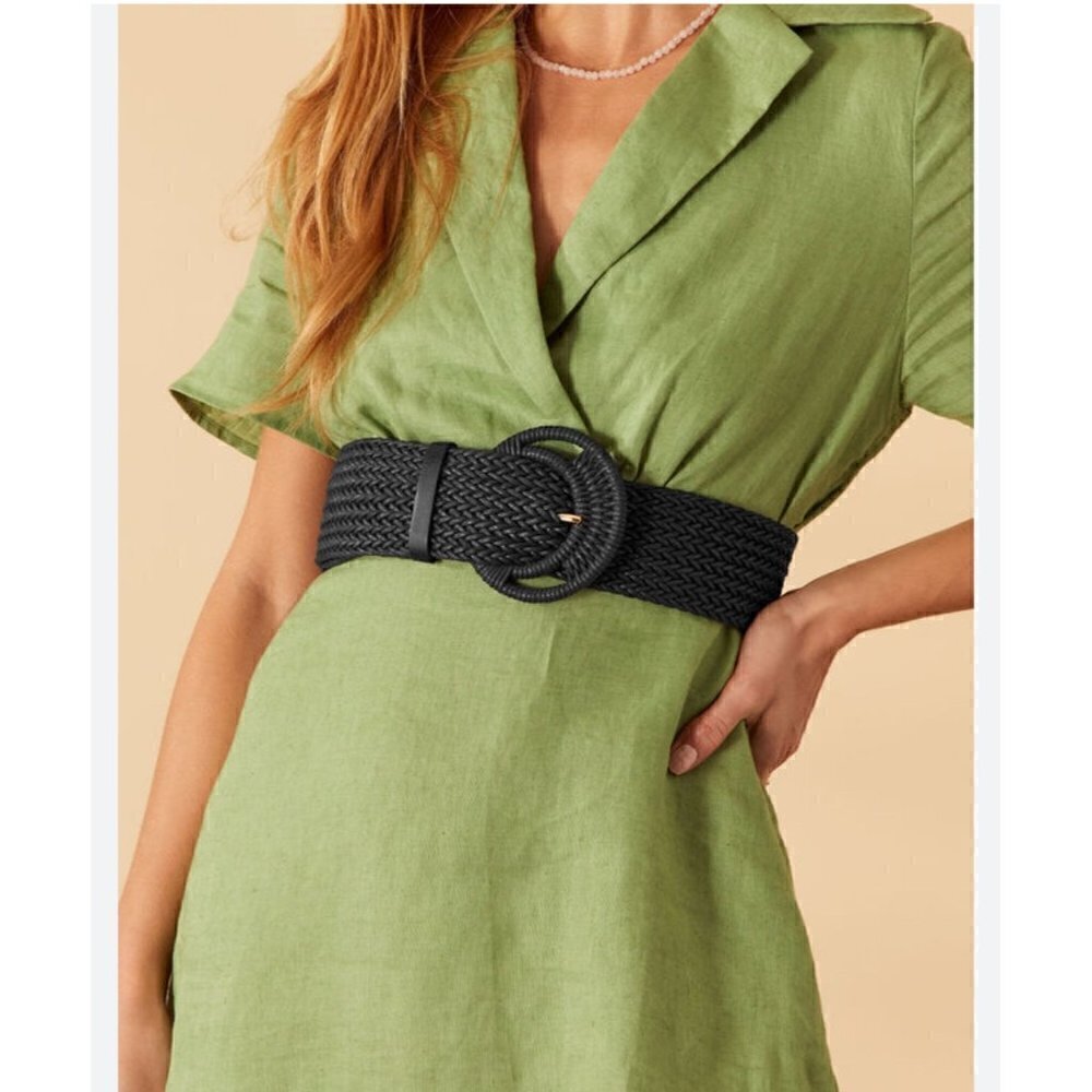 NWOT &Other Stories Linen Tie Mini Dress Green 8